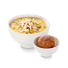 Sopa de pollo y una p