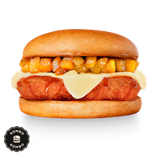 Hamburguesa de filete relleno con piña + papas y bebida