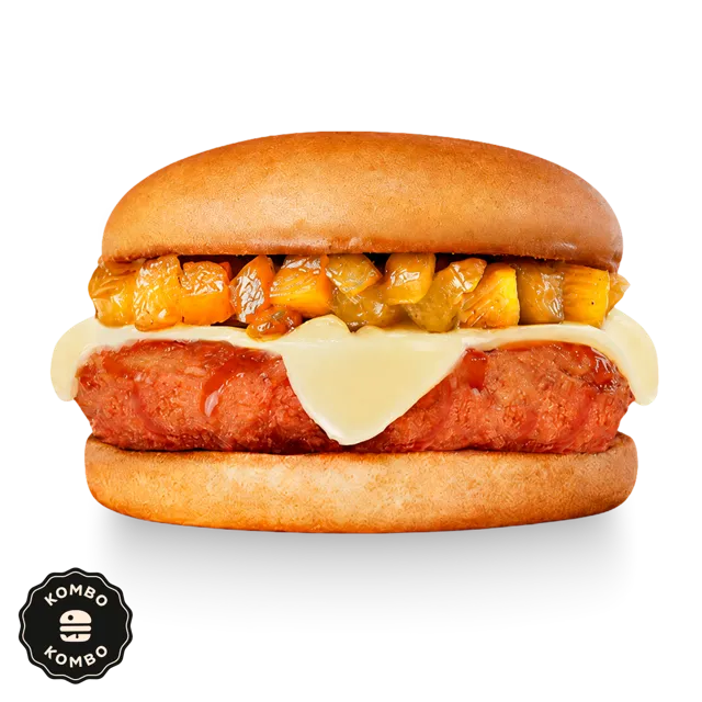 Hamburguesa de filete relleno con piña + papas y bebida